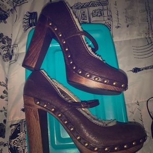 Dolce & Gabbana Shearling Wooden Platform Shoe